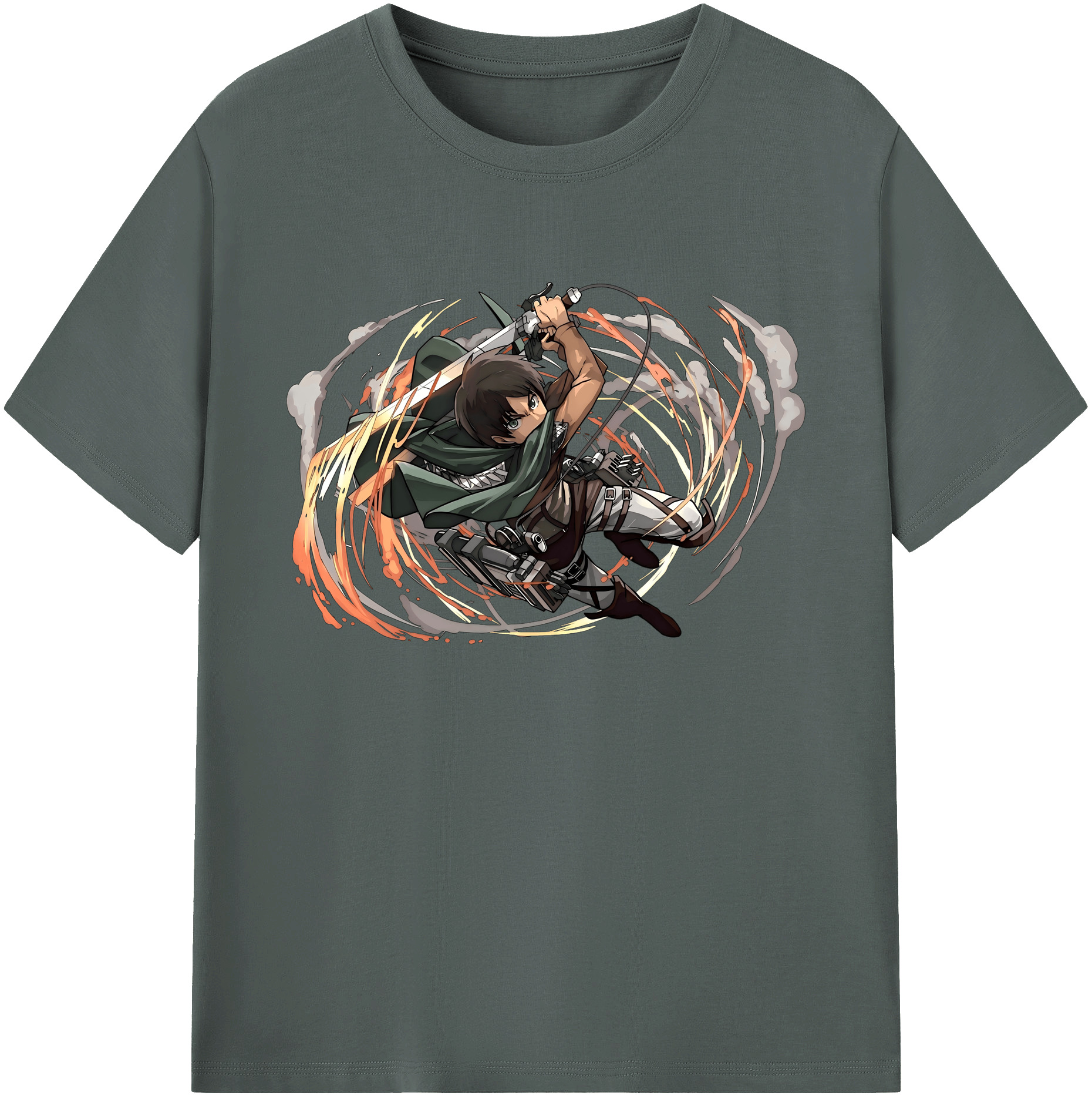 （画像用） 進撃の巨人 エレン･イェーガー Attack on Titan Eren Jäger 綿100％ メンズ半袖Tシャツ｜肌触りやわらか＆通気性